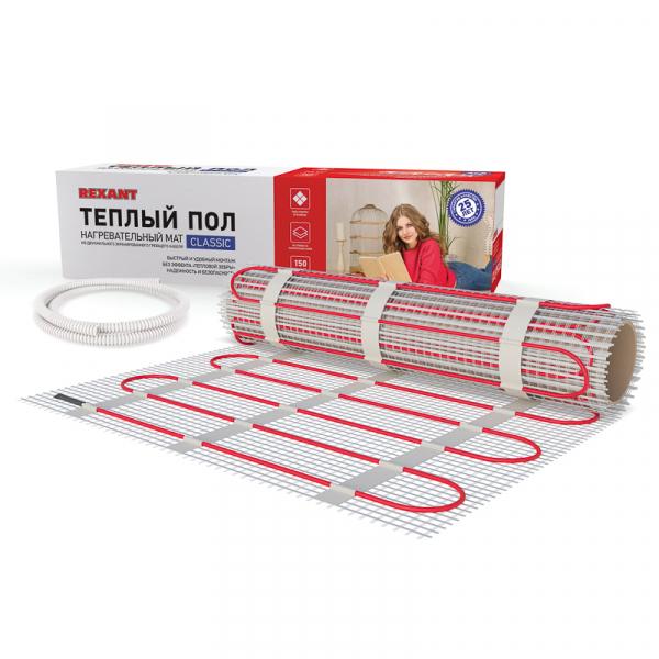 REXANT Тёплый пол (нагревательный мат)  Classic RNX -2,0-300 (площадь 2,0 м2 (0,5 х 4,0 м)),300 Вт, двужильный с экраном 51-0504-2